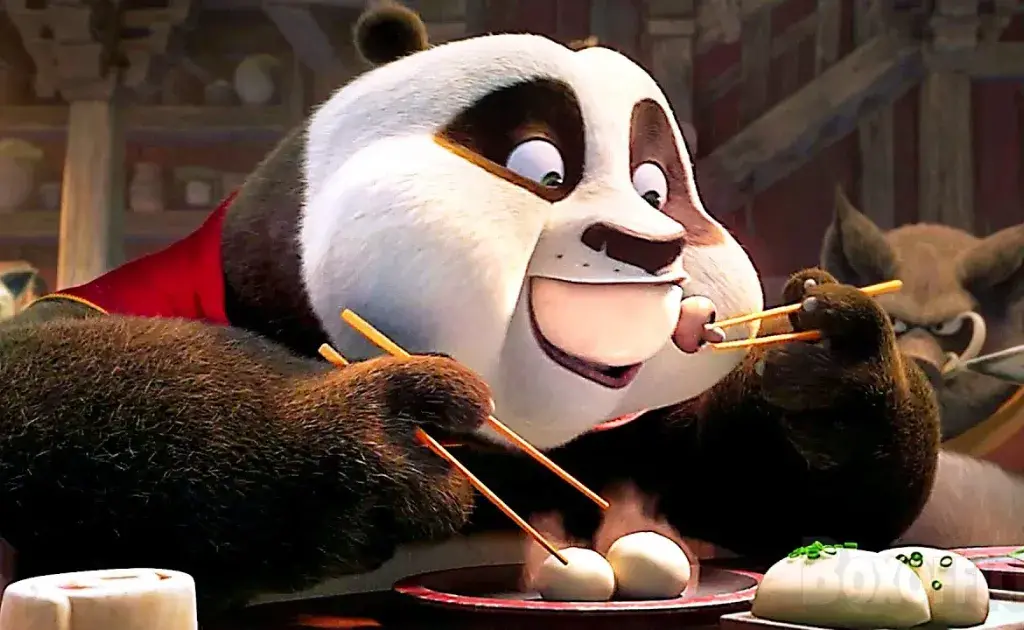Cena de kung fu mostrando qualidade da animação em Kung Fu Panda 4