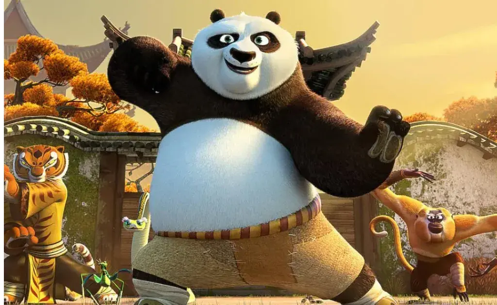 Po ensinando kung fu em cena que representa mentoria em Kung Fu Panda 4